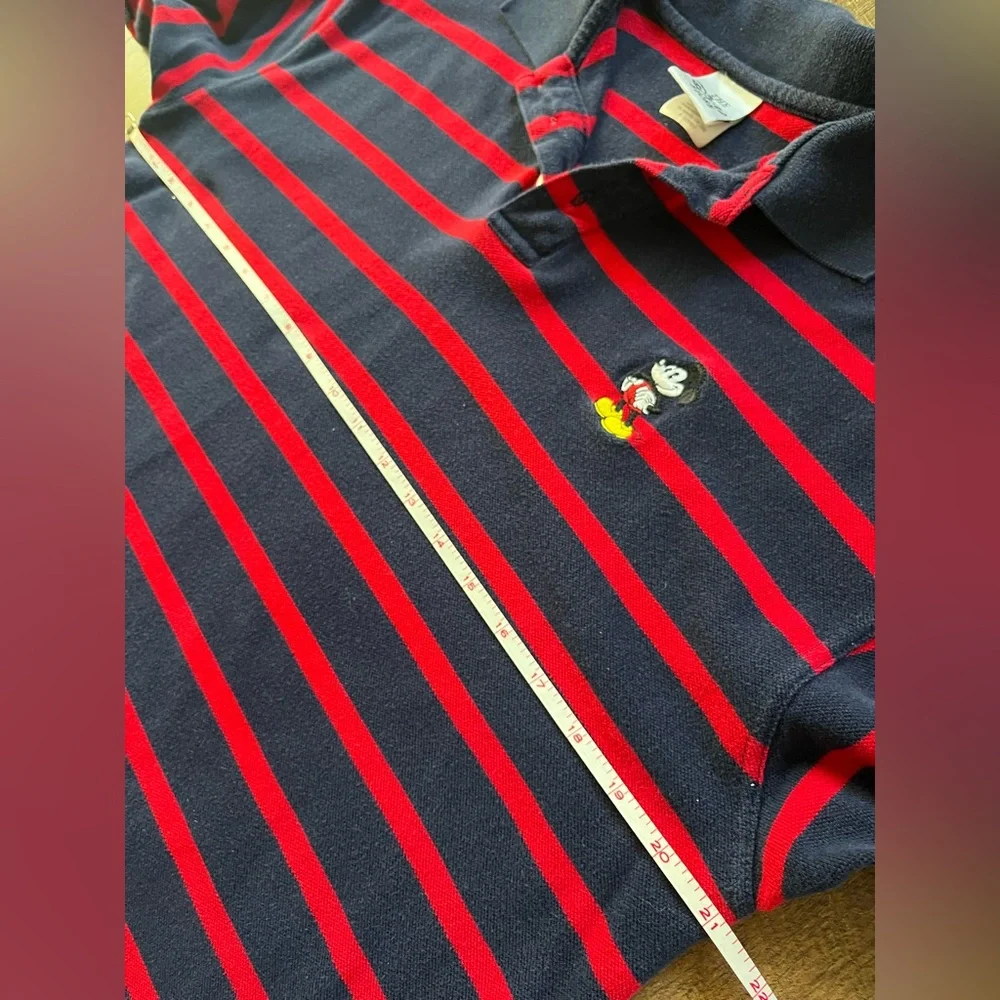 Disney y2K vintage striped polo Navy and Red‎ men’s medium